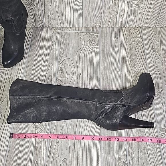 Frye Harlow Campus Tall Black Leather Heeled Boots Womens Size 6 - Picture 14 of 16